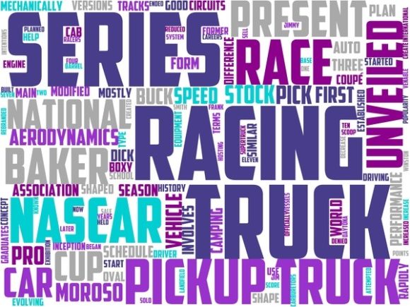 Pickup Truck Racing Wordart Book Cover